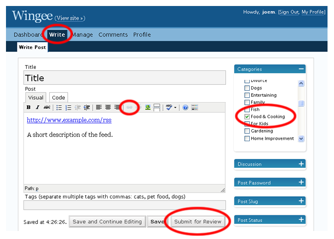 How to submit a feed
